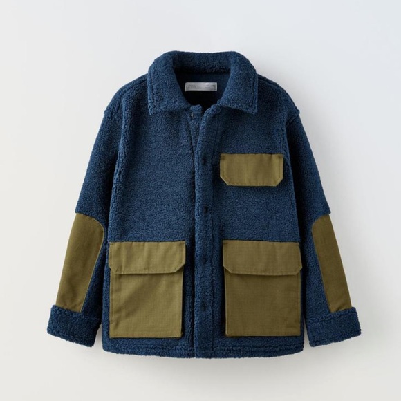 ZARA CONTRASTING POLAR FLEECE OVERSHIRT
8-9 YEARS (51,18 INCHES) | NAVY - Picture 1 of 6